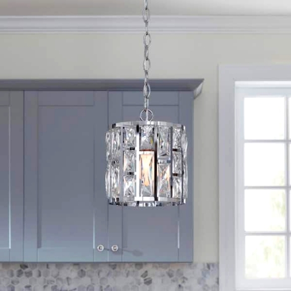 Kristella 1-Light Chrome Crystal Pendant Light - Picture 1 of 2